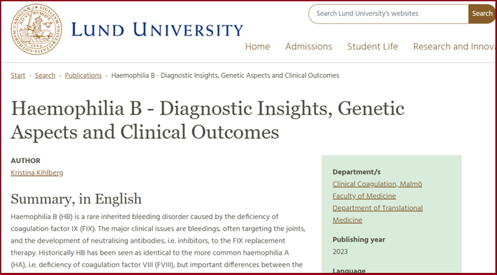 Lunds universitets hemsida kristina kihlbergs sida