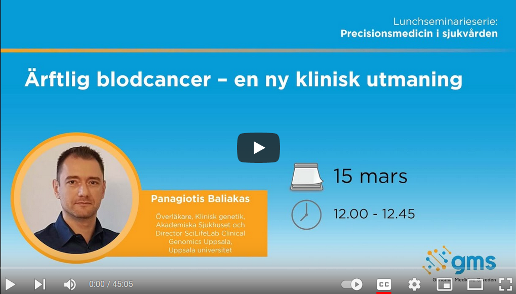 Startbild Föreläsning Om Ärftlig Blodcancer 2024 Panagiotis Baliakas