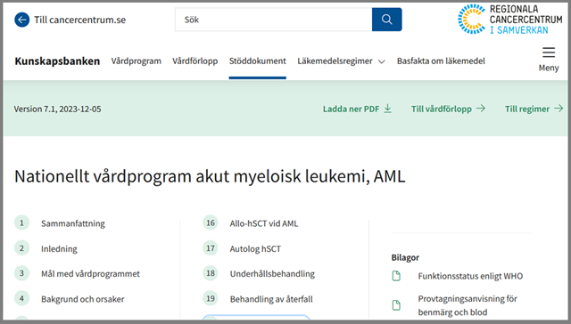 AML vårdprogram 2023 skärmdump