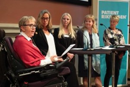 Patientriksdagspanel 2020 med Lise-lott Eriksson Blodcancerförbundet (andra från vänster). Foto: Narva