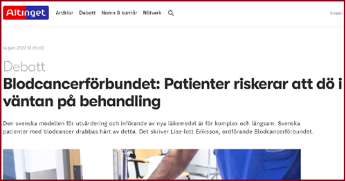 Debattartikeln DFMB i Altinget 16 juni 2022 skarmdump