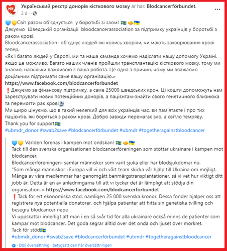 Facebooktack från Ukraina