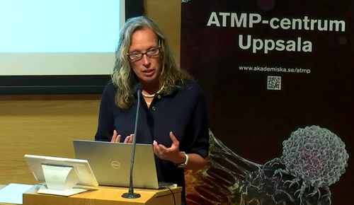Lise-lott eriksson föreläser under ATMP-invigningen i Uppsala 2023