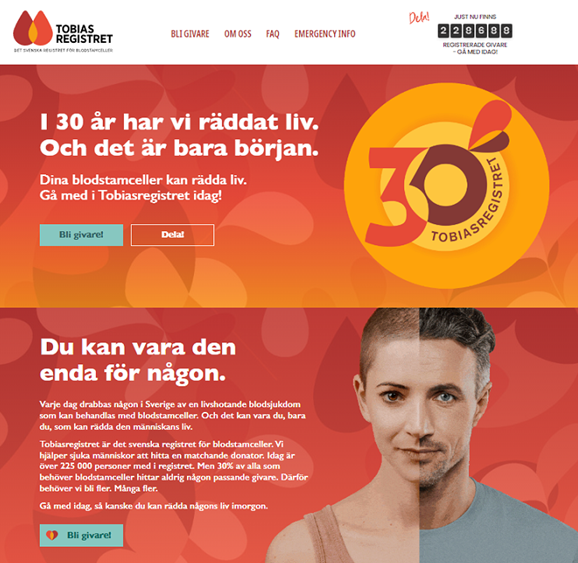 Tobiasregistret skärmdump webbsidan