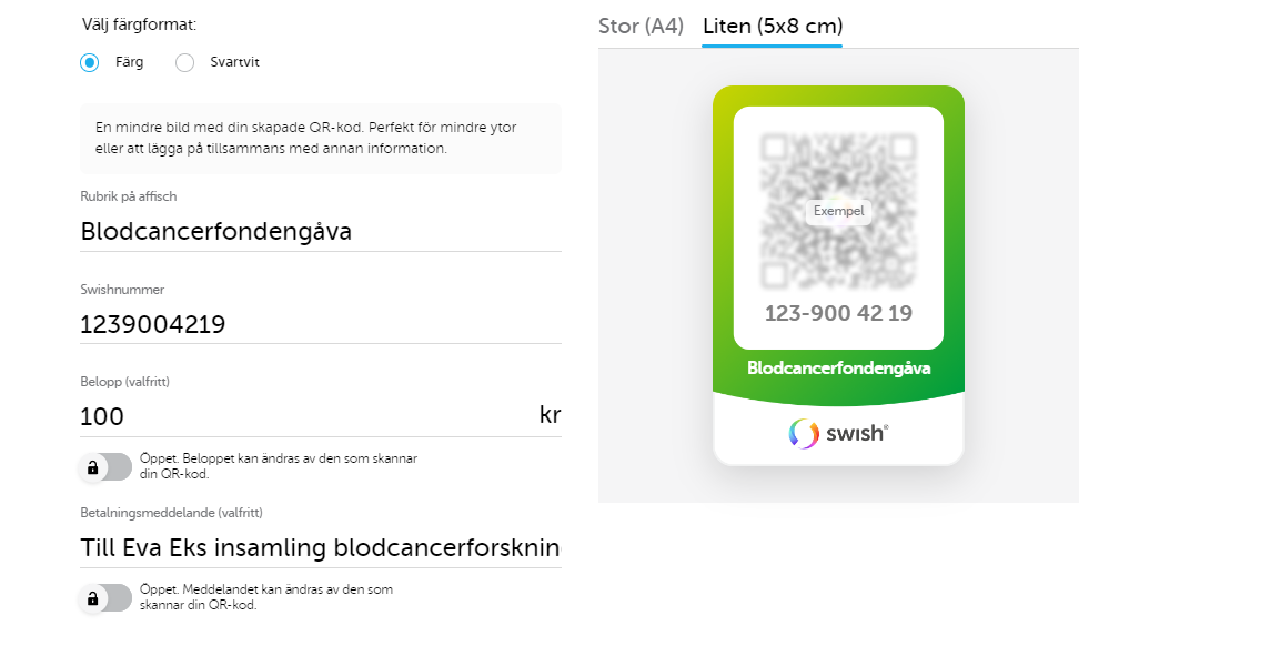 Skapa Personlig Swishqr Kod För Personlig Insamling Till Blodcancerfonden Skärmdump Som Nyhetsbild